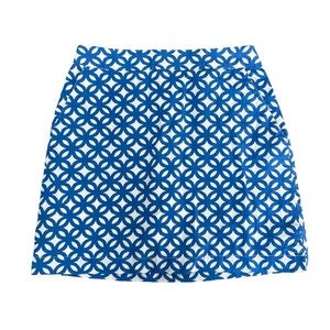 Boden Francesca A-Line Skirt Bold Blue Link Medallion Pockets Size 4L